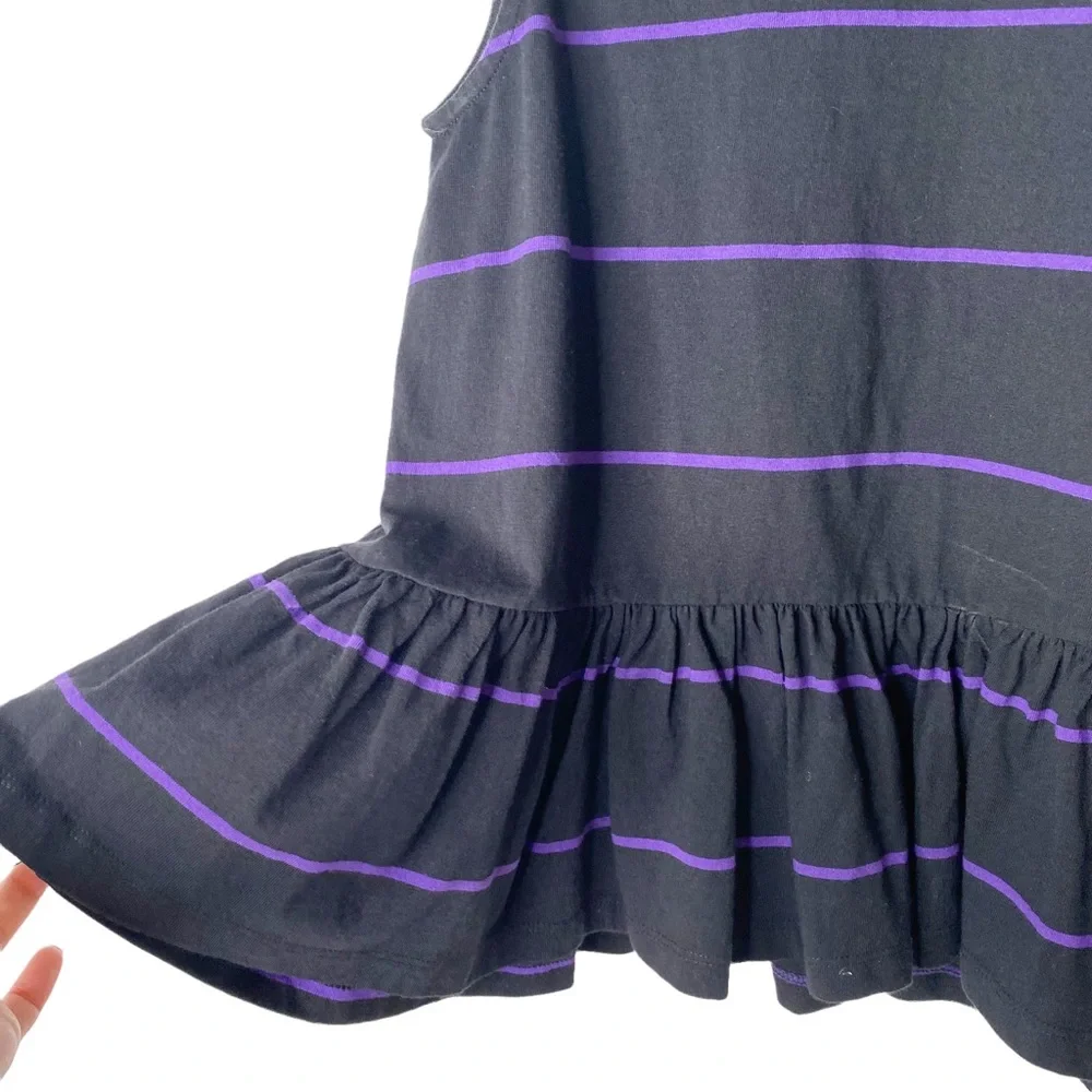 Anthropologie Hildi Stripe Peplum Ruffle Top Sleeveless Purple Black XS - Picture 3 of 6